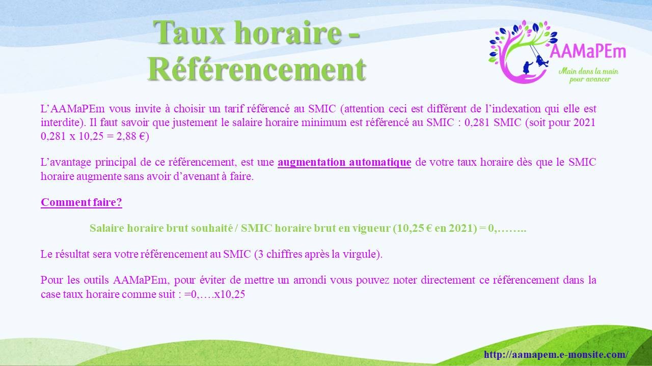 Taux horaire referencement