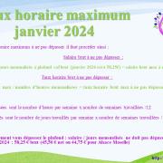 Taux horaire maximum janvier 2024